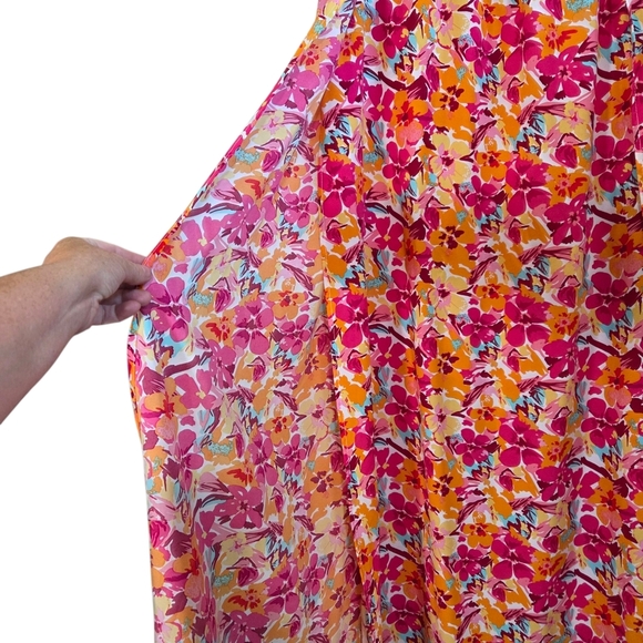 SHEIN Floral A-Line Skirt in Pink and Yellow Size 1XL - Picture 3 of 5